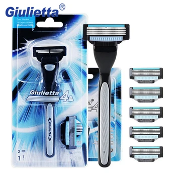 

Giulietta 2018 New Shaving Razor For Men 7pcs / set 1 Handle & 6 Blades 4 Layer Stainless Steel Blade Face Care Shave Razors