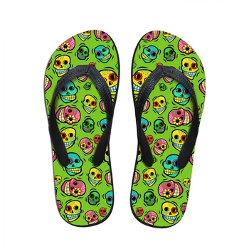 

Customized Cute Cartoon Skull Prints Men Beach Slippers Fashion Non-slip Summer Casual Flip Flops flat Flipflops Man Slipper