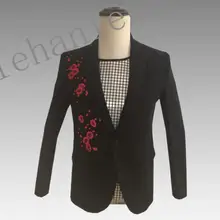 Одежда мужские дизайнерские костюмы masculino homme terno Сценические костюмы для певцов куртка Мужские с принтом Блейзер танцевальное платье со звездами