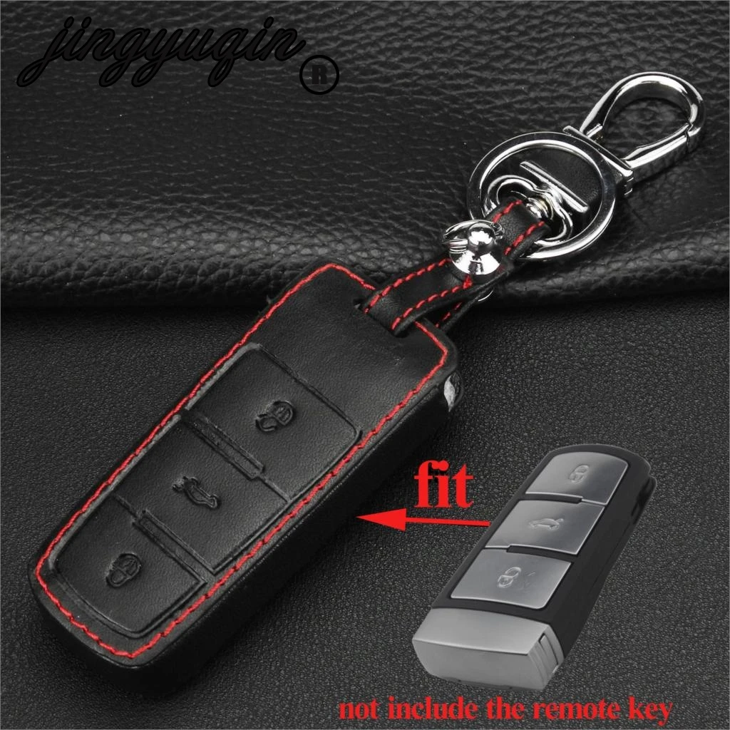 

jingyuqin 3 Button Key Cover Leather Case For Volkswagen CC Passat B6 B7 Passat 3C CC Maogotan R36 B5 B7L Auto Accessories