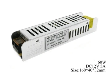 

60W Led Power Supply 220V to 12V 5A for LED Strip Lighting Transformers