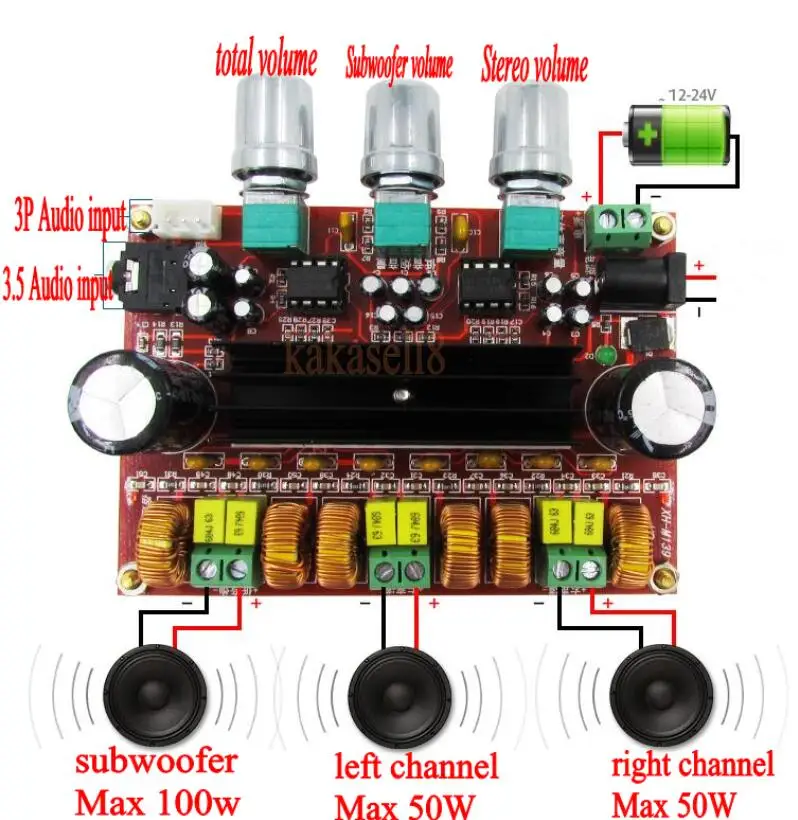 TPA3116D2 50Wx2 + 100 W 2 1 канальный цифровой сабвуфер усилитель доска DC 12 V 24 Мощность|board