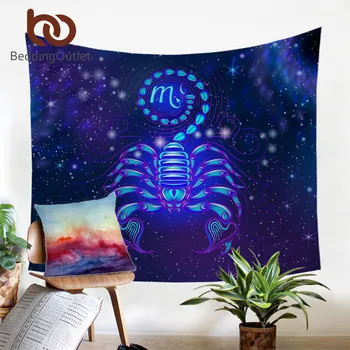 

BeddingOutlet Constellation Theme Tapestry Fabric Wall Hanging Scorpio Galaxy Home Decor Wall Art Scorpion Purple Bedclothes