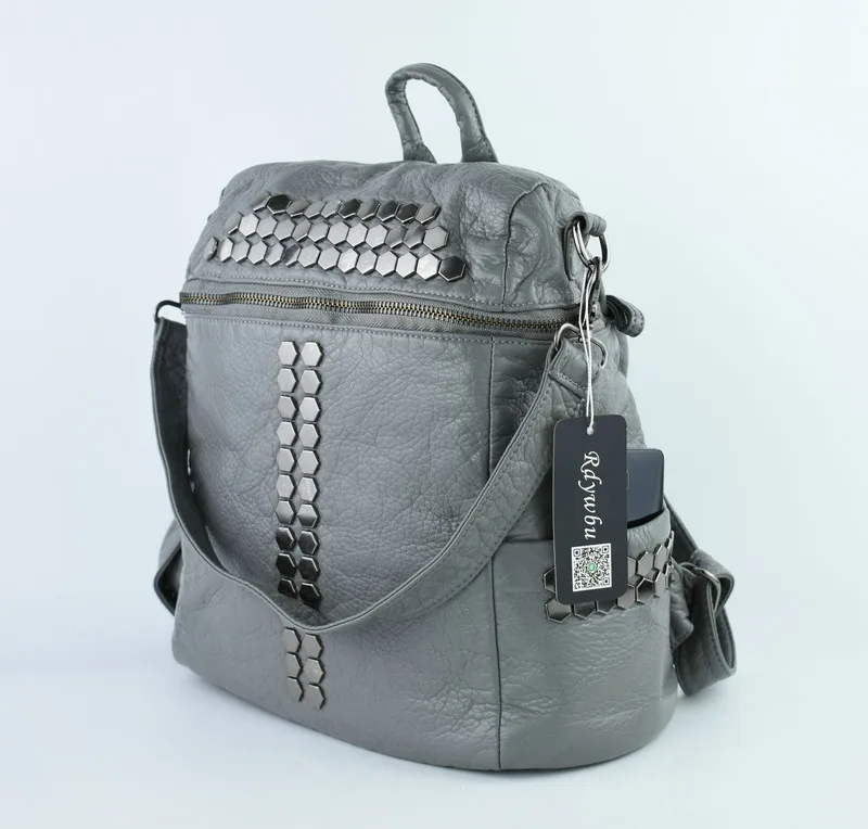 Rdywbu High Quality Star Backpack Wash Water PU Leather Travel Bag Women Leisure Rivets Girl Large Capacity Stud Schoolbag H104