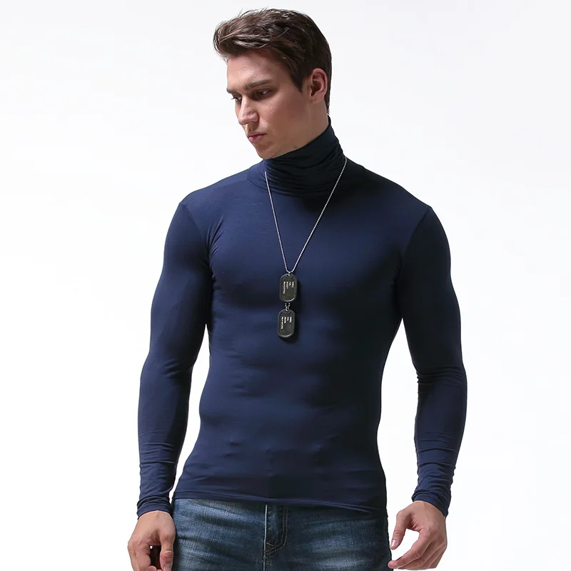 Underwear men modal elastic tight undershirt high neck long johns soft and breathable shapers