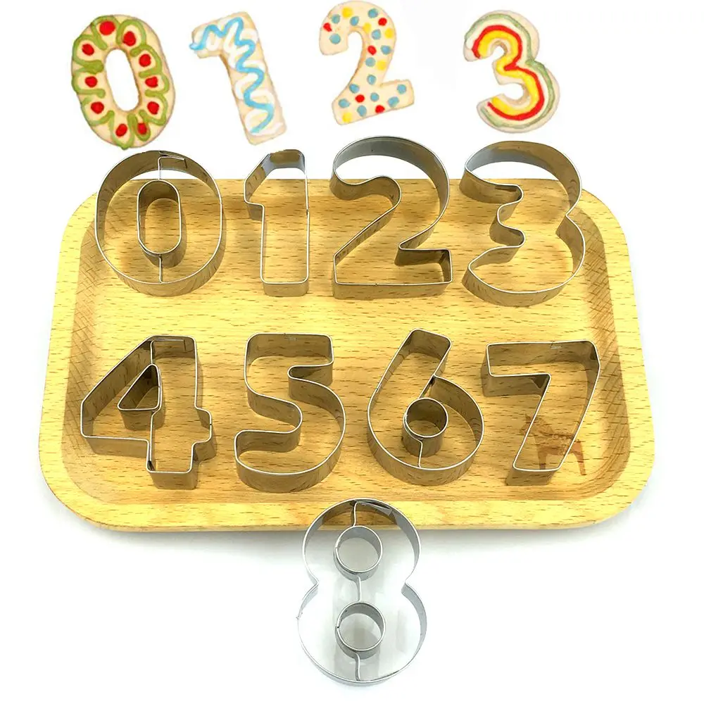 8 Inch Large Number Cake Molds 0-8 Cake Number Stencils, 9 Pieces