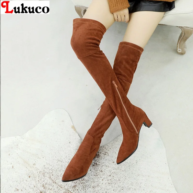 

New Hot Sale Flock Leather Winter Boot Big Size 34-48 Short Plush Botas Over The Knee Women Boot Handmade Warm Plush Shoes Woman