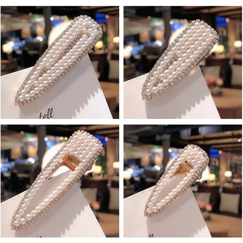 

Fashion Elegant Pearls Hair Clips for Women Korean Style Rhinestone Hairpins Alloy BB Hairgrip Duckclip Girls Hair Accessories