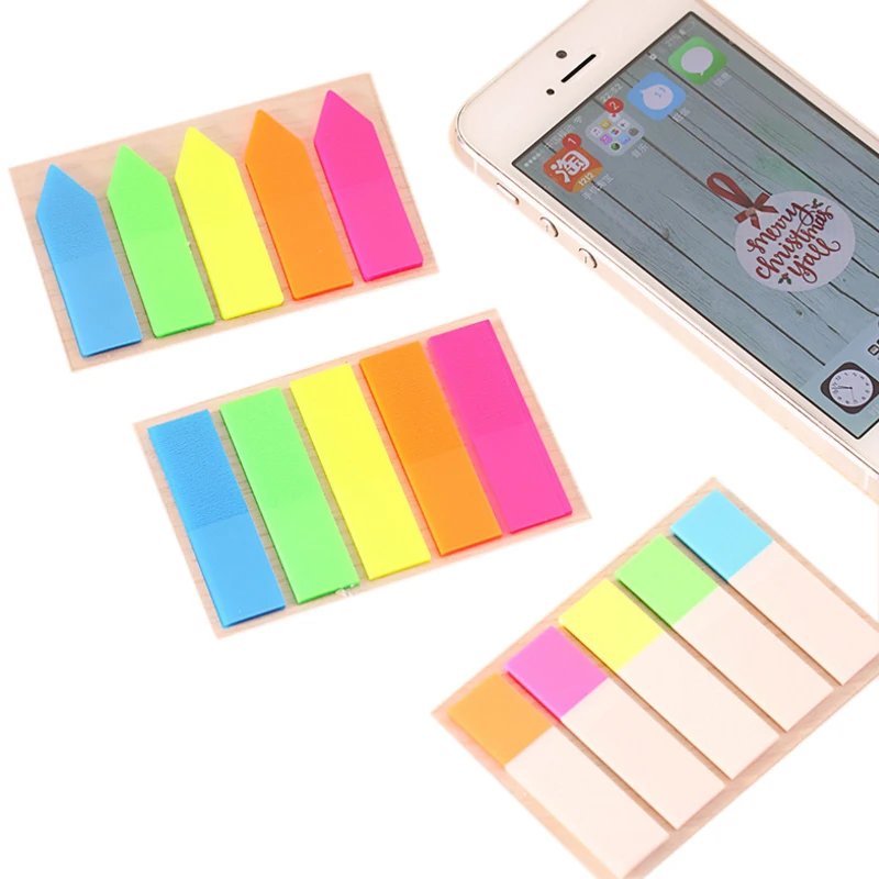 

1pack /lot Kawaii fluorescent classification index paste loose-leaf stickers transparent instructions stickers Memo Pad Sticky