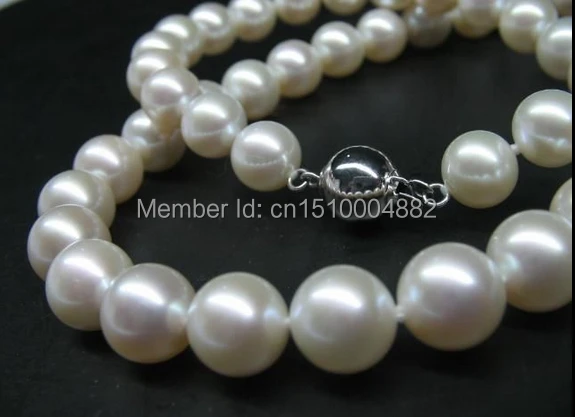 

shitou 0081 WOW! AAA 8mm round freshwater pearl Necklace 14KGold Clasp