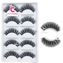 ICYCHEER норки 3D накладные ресницы 5 пар/лот крест ручной длинные ресницы толстые грубые натуральные средство для увеличения глаз