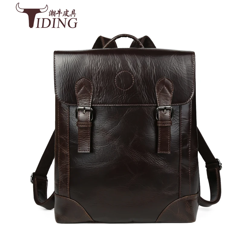 Buy Male Bag Vintage Cow Leather School Bags For