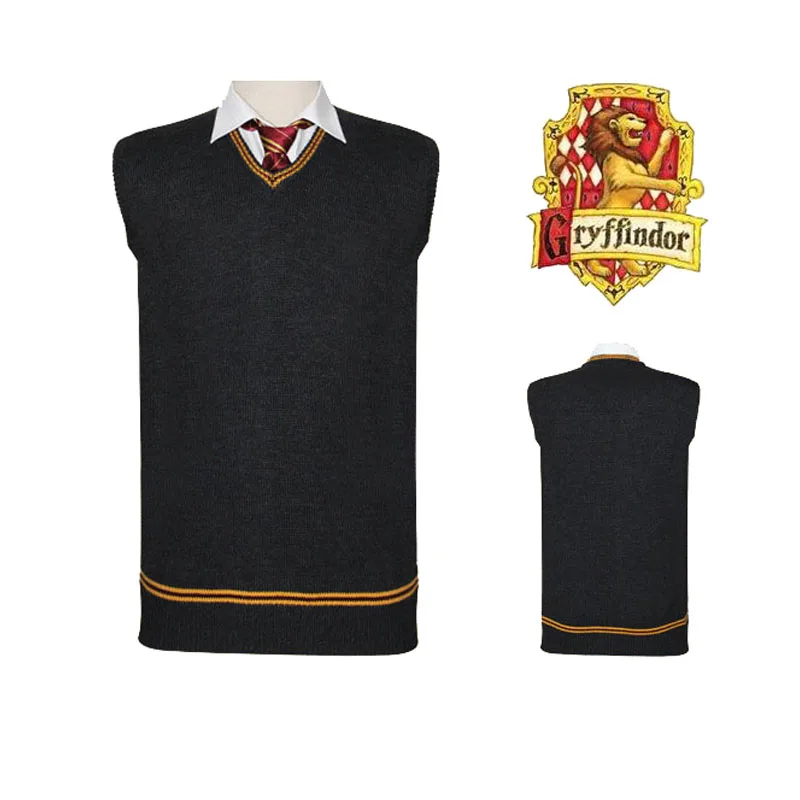 Pаспродажа Свитер Gryffindor Slytherin Ravenclaw Hufflepuff, жилет для костюмированной вечеринки, жилет с значком, топ для взрослых мужчин, женщин, мальчиков и девочек, ве...