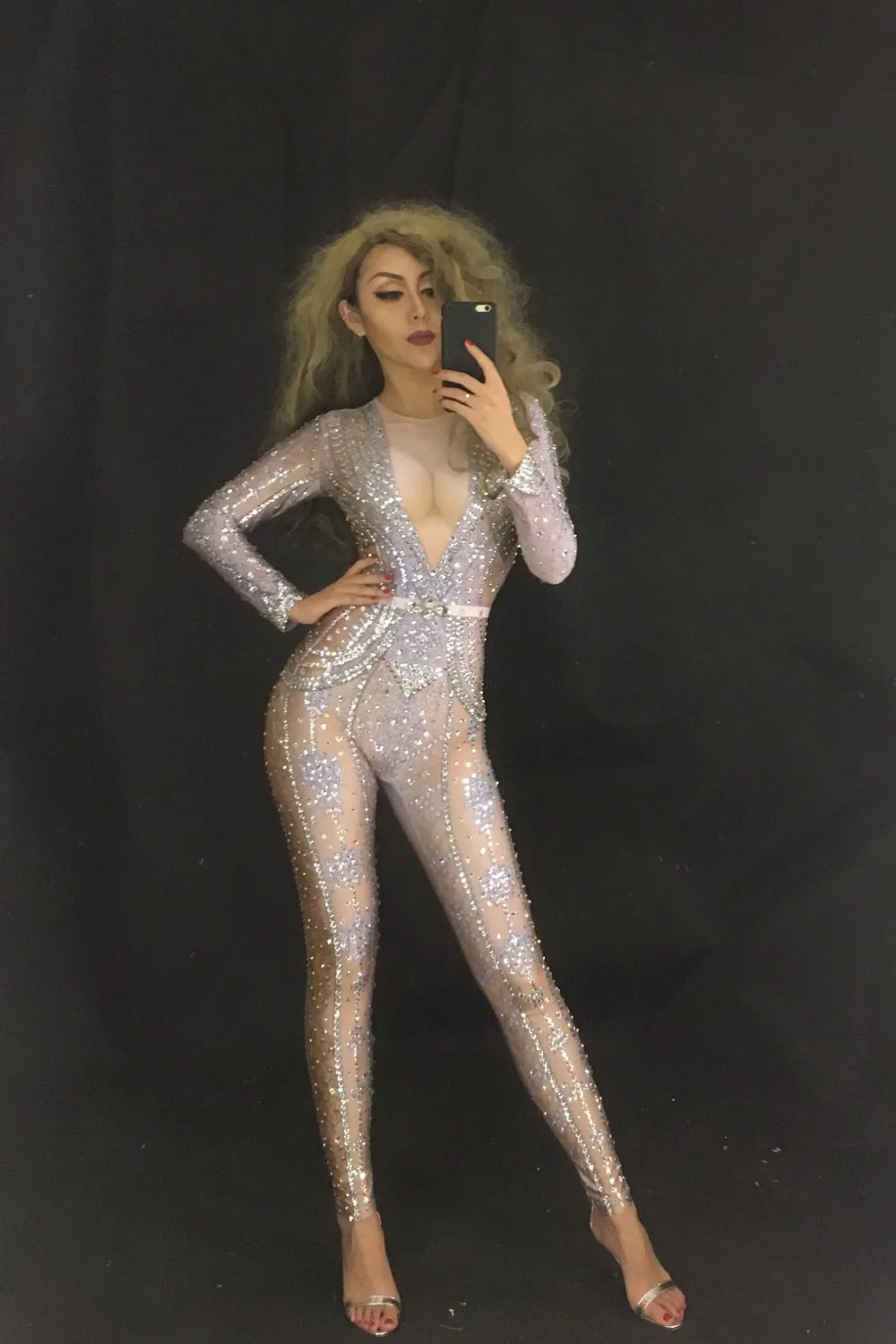 Danseur Femmes Discothèque 2018 Chanteur Pleine Verre Partie Body D'étape Nouveau Costume Salopette Diamants Bling Usage Mousseux Cristaux 1wxRqw