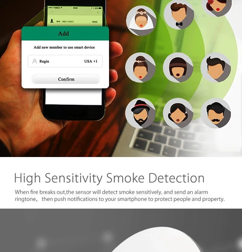 Горячая продажа автономный умный жизнь TUYA приложение пожарная сигнализация wifi детектор внутренней безопасности дыма использование