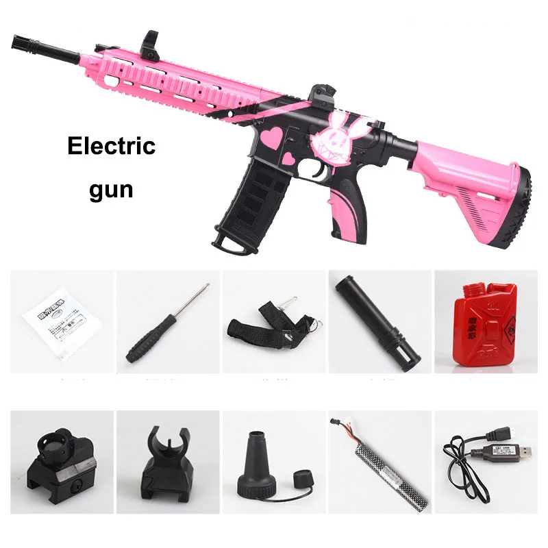 pink electric Zhenduo M416 Электрический взрыв мягкой воды пули Воздушный пистолет гелевый шар бластер SniperToy пистолет для наружного хобби - Цвет: pink electric
