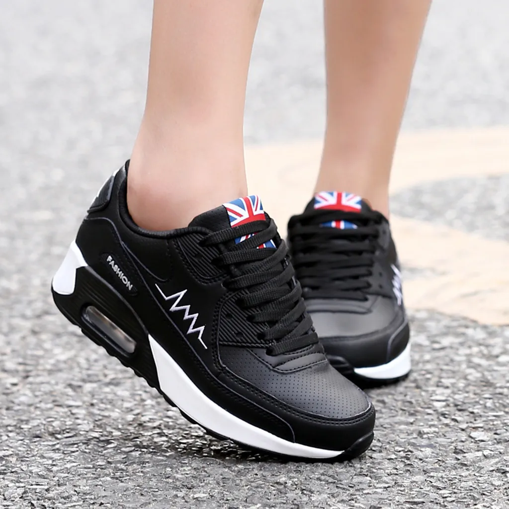 Женская модная обувь с британским флагом на платформе, увеличивающая рост; повседневная спортивная дышащая Спортивная обувь для отдыха на шнуровке; J21