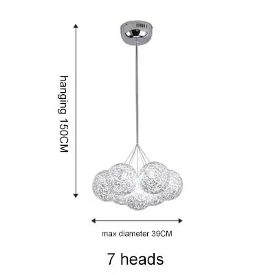 7 heads Современная подвесная люстра в форме шара, светильник для столовой, 10 головок с светодиодный источник, декор для кухни, дизайн ресторана, подвесной светильник - Цвет корпуса: 7 heads