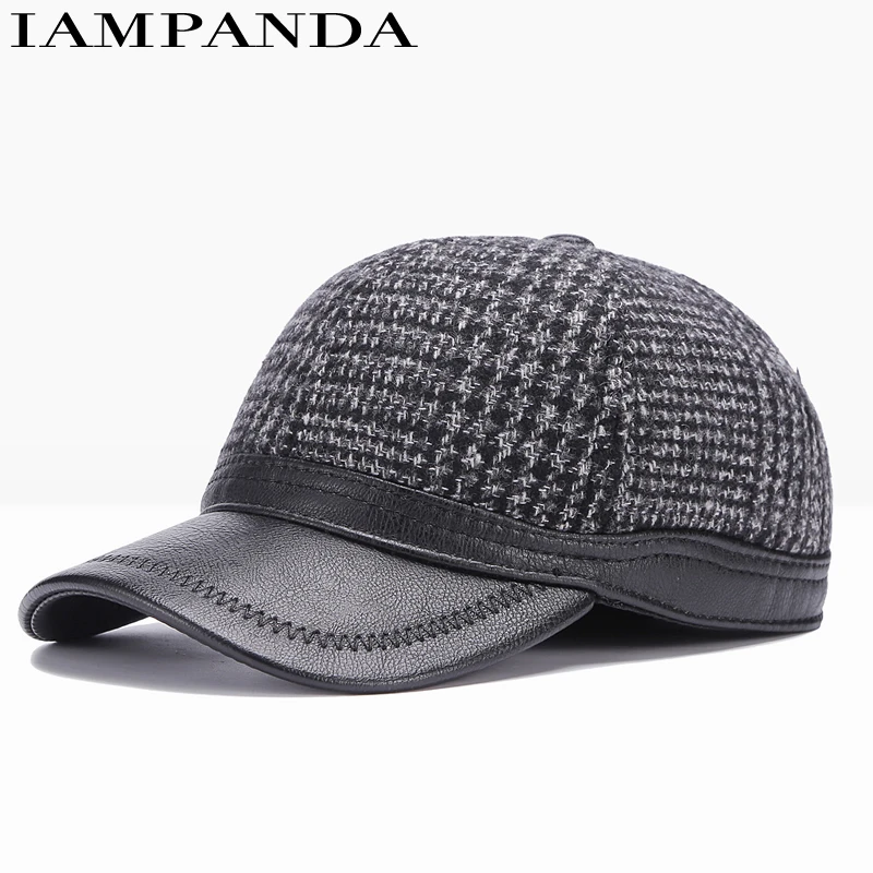 IAMPANDA marca 2017 alta qualitybaseball masculina outono inverno cap caps snapback cor sólida chapéu pai óssea PU chapéus para mulheres dos homens gorra