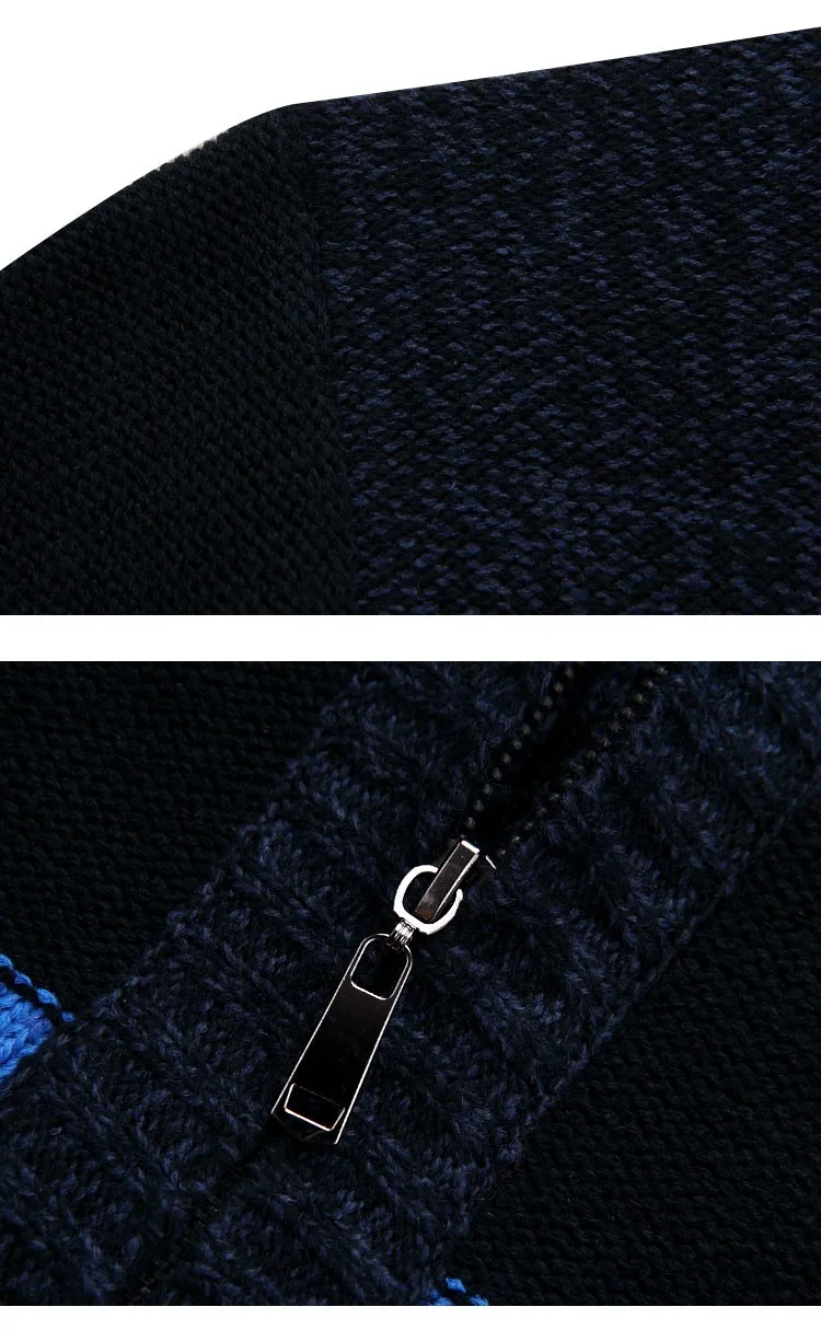 Aolamegs Men Sweater Fashion Contrast Color Autumn Winter Cardigan Outwear Zipper Sweatercoat Male Knitting Sweter Hombre M-3XL (13)