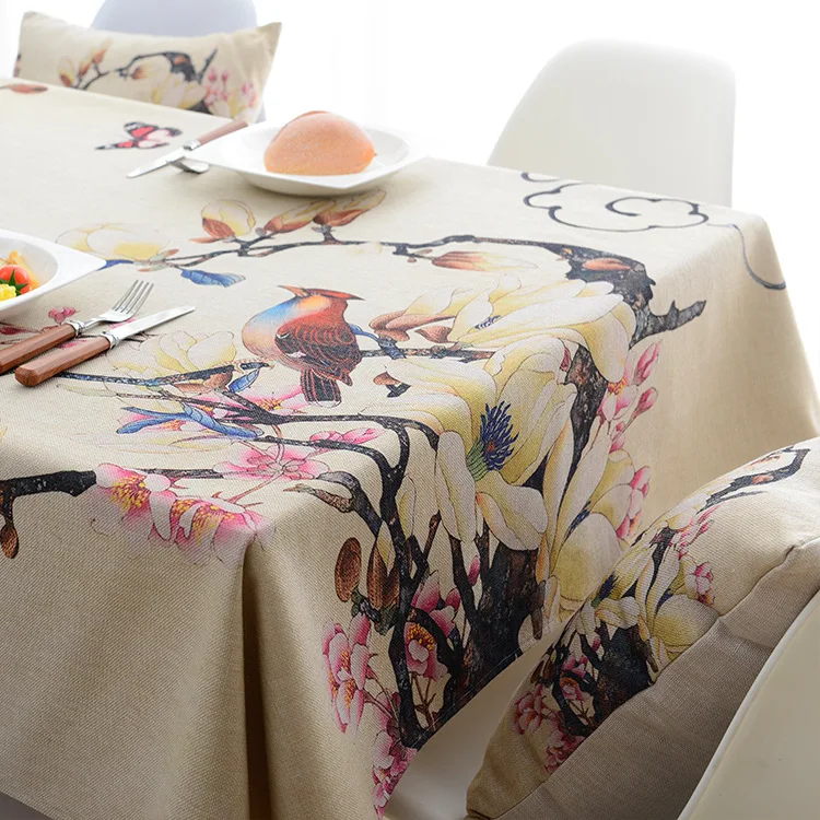 Новинка 2018 года скатерть высокое качество простой цветок птица дизайн обеденный стол ткань для ресторана домашний декор моющиеся
