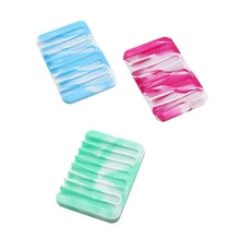 3 шт. под мрамор силиконовые мыльницей мыльница Rack контейнер для наружного Пеший Туризм дома путешествия отдых-11,5x8x1 см