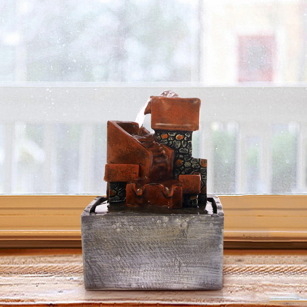 

Tiered Serenity Indoor Table Fountain Stacked Brick Wall Three Tier Flowing Wall Interior Electric Desktop Waterfall Deco