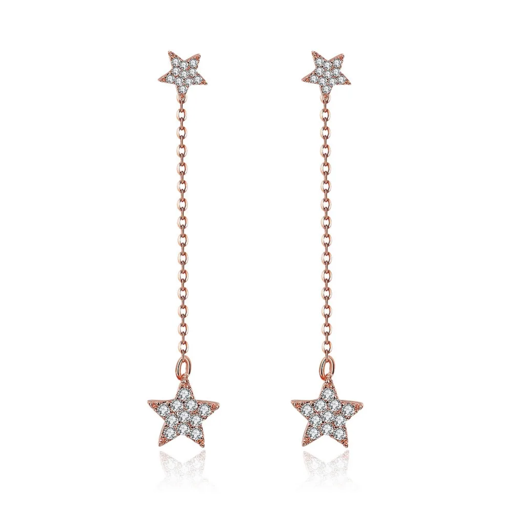 2017 Hot! Popular Romantic Star Zircon Earring Engagement Copper Rose Gold earring for women HFE015-A | Украшения и аксессуары