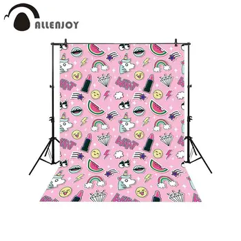 

Allenjoy backdrop for photographic studio Rainbow Diamond Lipstick Meteor photo background pink cute unicorn party photocall