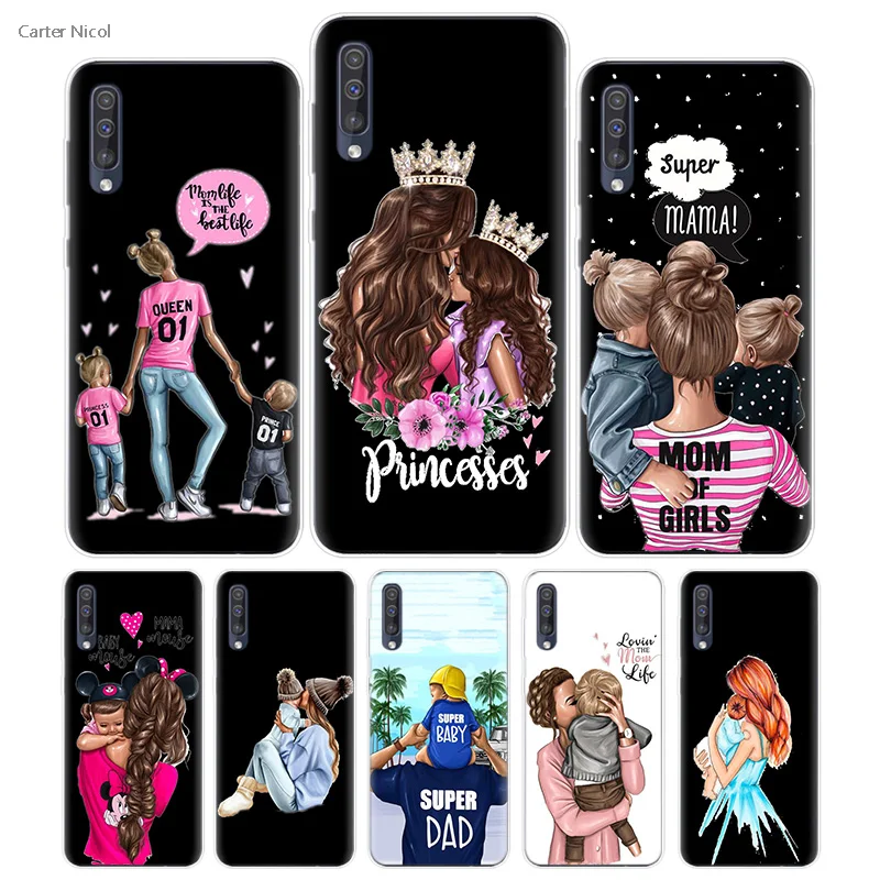 

Transpatrent Silicone Case for Samsung Galaxy A50 A70 A30 M30 M20 A10 A20 A40 M20 Cover Phone Mom and Baby Dad