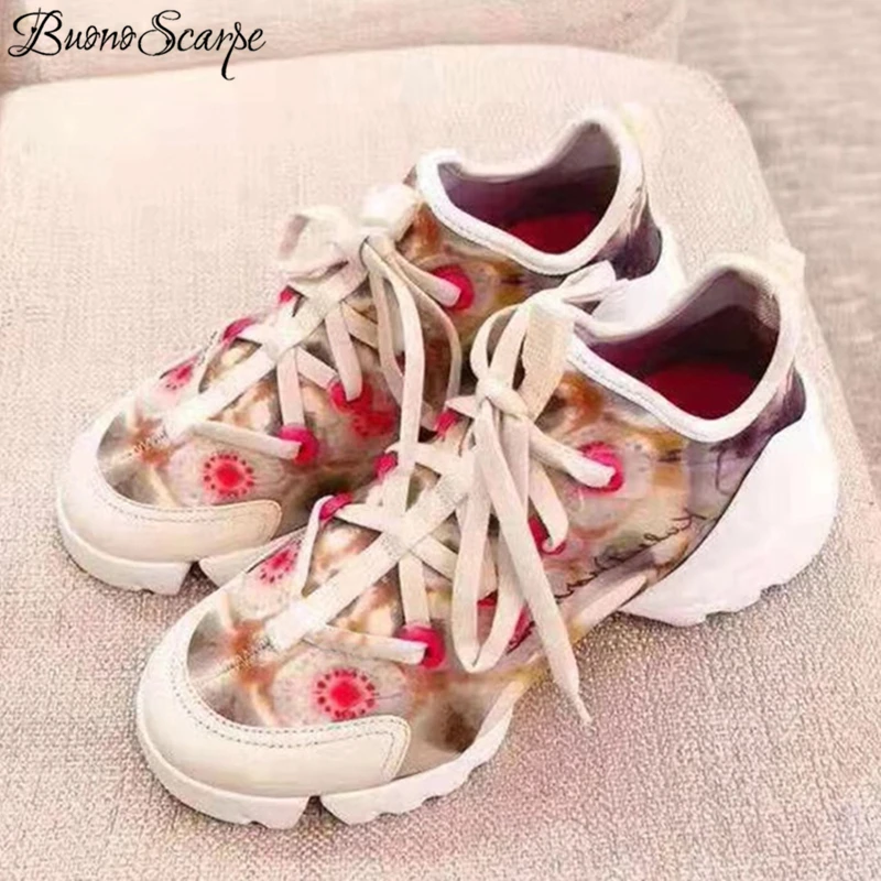 Buono Scarpe/Повседневная Белая обувь; женские кроссовки на платформе; zapatos De Mujer; Брендовая женская обувь с принтом; chaussures femme