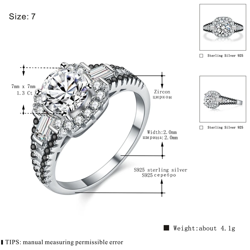 Черные AWN, новинка, 925 пробы, серебряные ювелирные изделия, трендовые Свадебные Кольца для женщин, обручальное кольцо, Femme Bijoux Bague C150