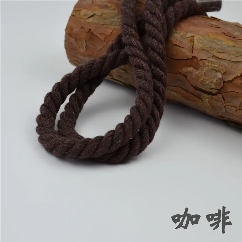 10 мм-11 мм хлопок три нити витой цвет веревка для тела Diy фурнитура Аксессуары 5 метров - Цвет: Dark Brown Color