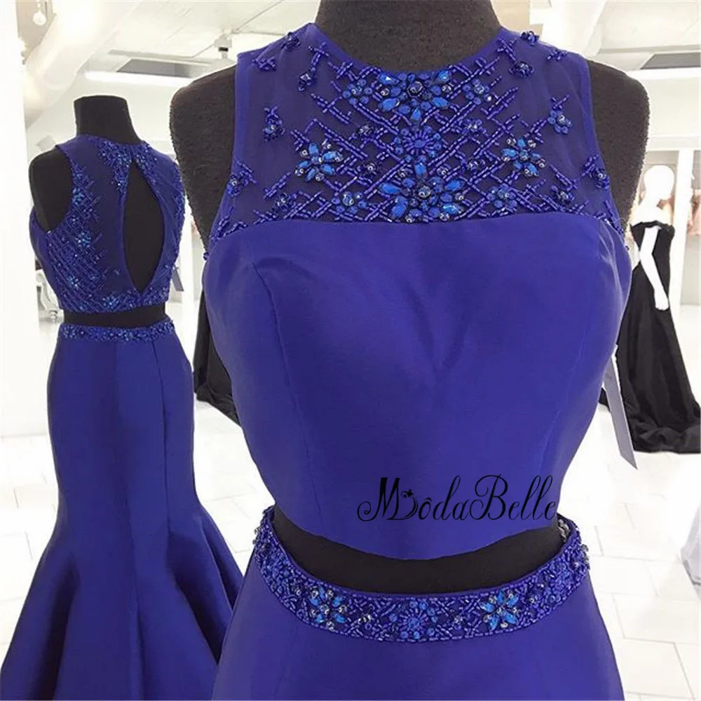 Modabelle Королевский синий из двух частей Выпускные Платья Vestidos De Graduacion Largos с