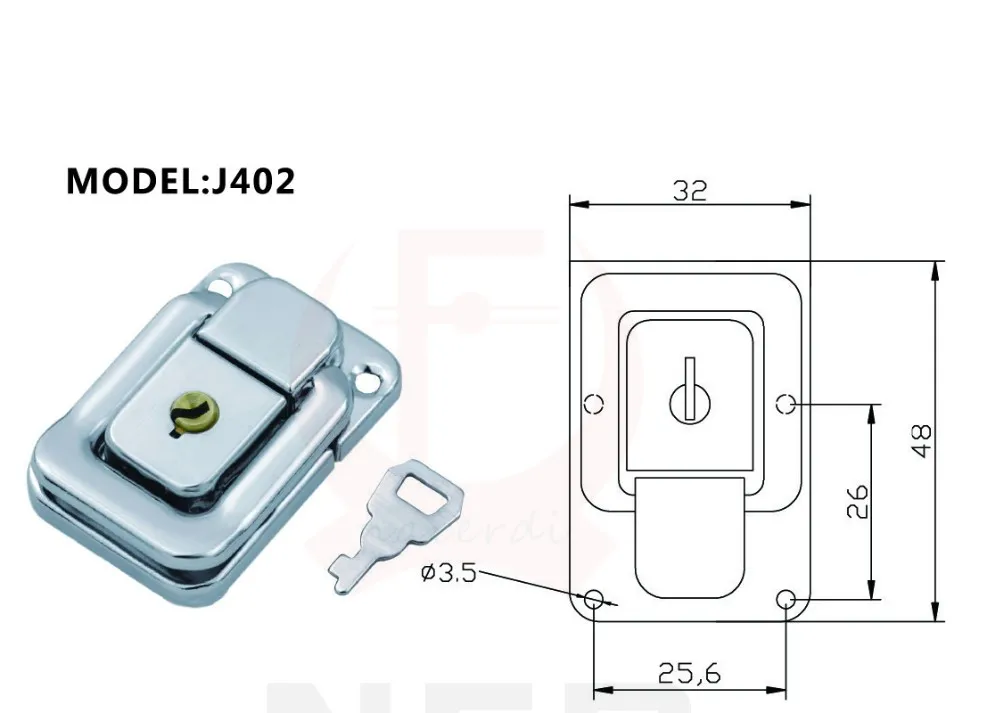 NAIERDI J402 ящик для шкафа с квадратным замком с пружинной защелкой защелки из мягкой стали Засов для раздвижных оборудование для дверных окон