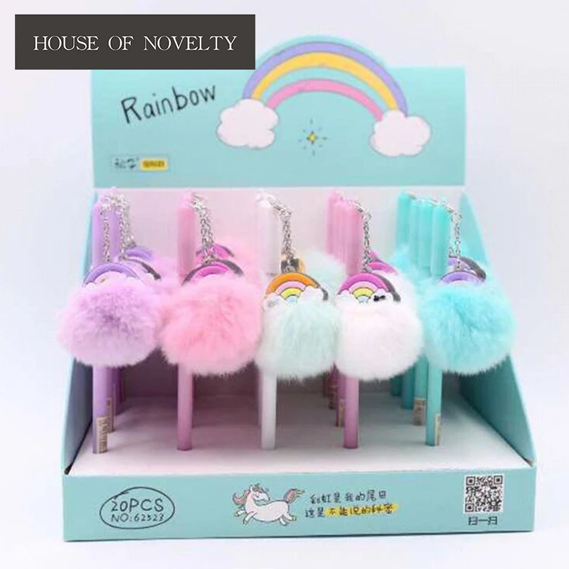 

0.5 mm Rainbow Warm Ball Plush Pendant Gel Pen Ink Pen Promotional Gift Stationery School & Office Supply