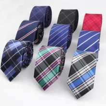 6 см мужской деловой галстук формальный Полосатый жаккард Свадебный галстук узкий классический Corbata Красочный Галстук