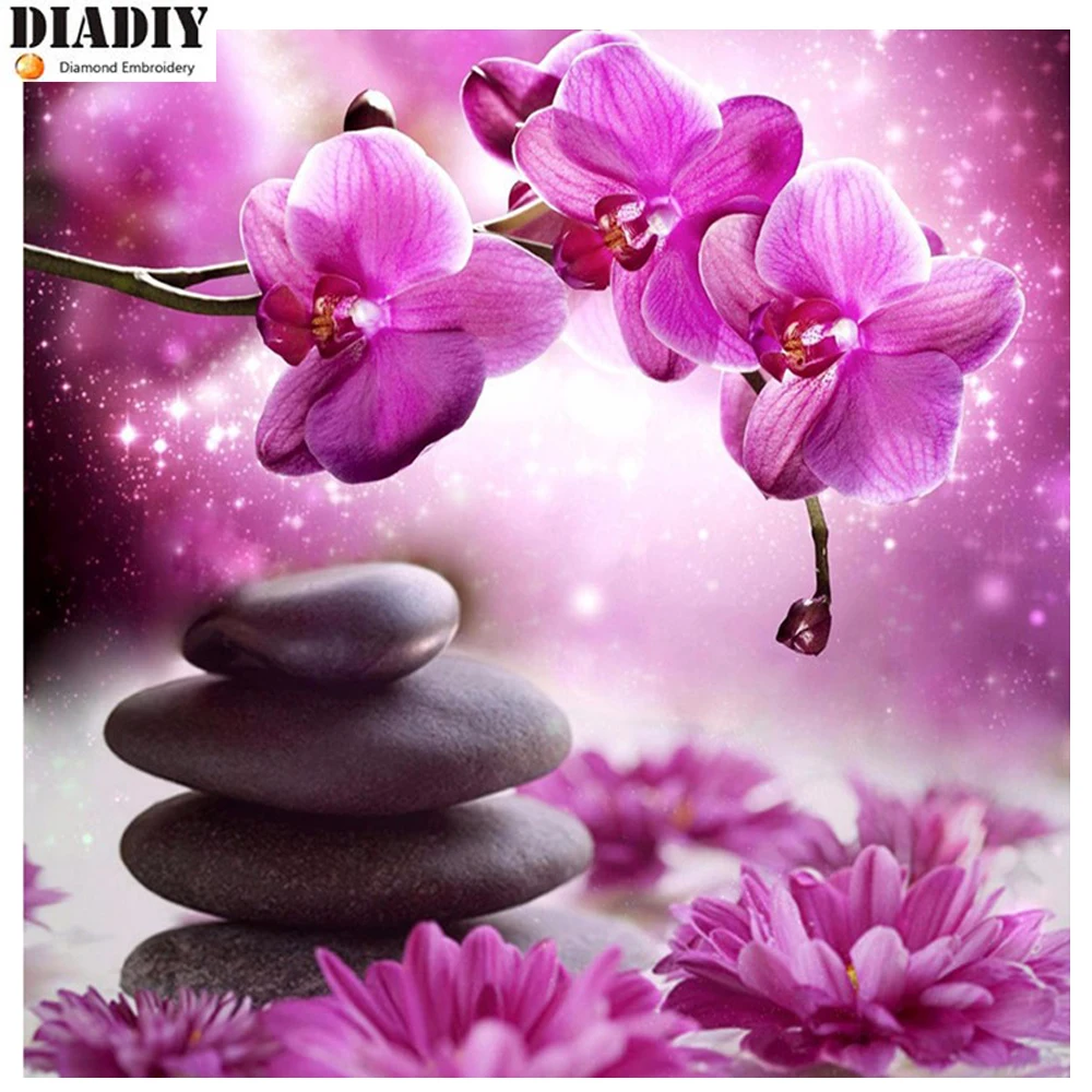 

Full Square&round Diamond 5D DIY Diamond Painting orchid zen Stone Embroidery Cross Stitch Rhinestone Mosaic Painting Decor