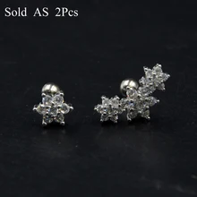 Пара кольцо с крапановой закрепкой Камня Круглый Циркон CZ драгоценный камень цветок ухо траг серьги, Надеваемые На ушной хрящ шпильки пирсинг-микроштанга ювелирные изделия для тела