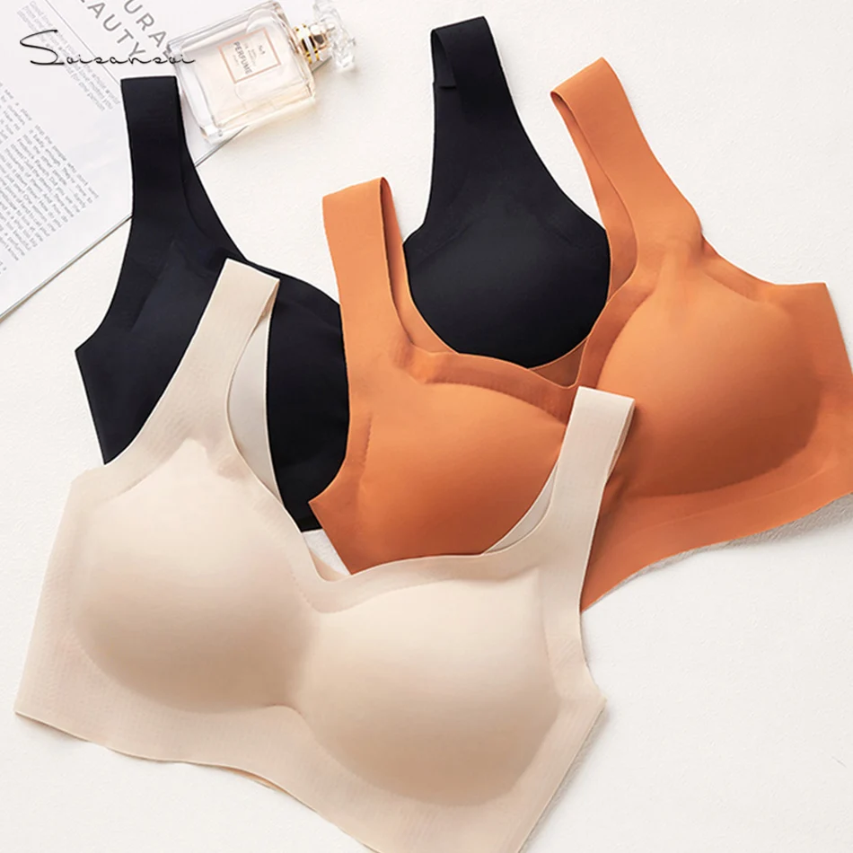 Soisansoi bralette спандекс Бюстье белье бесшовные спортивные женские femme Большой