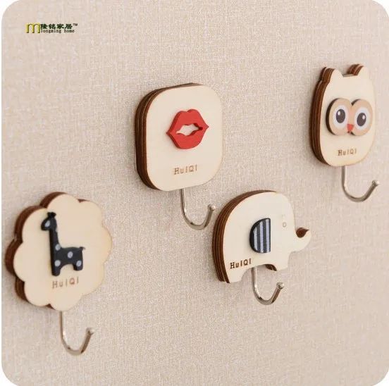 1PC LONGMING HOME Wooden Animal Shape Clothes Hook Children Room Hanger Hook Wall Decorative