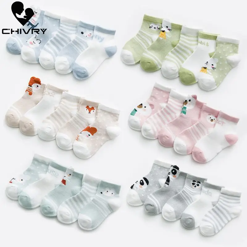 Летние сетчатые тонкие детские носки 5 парт/лот для девочек хлопковые