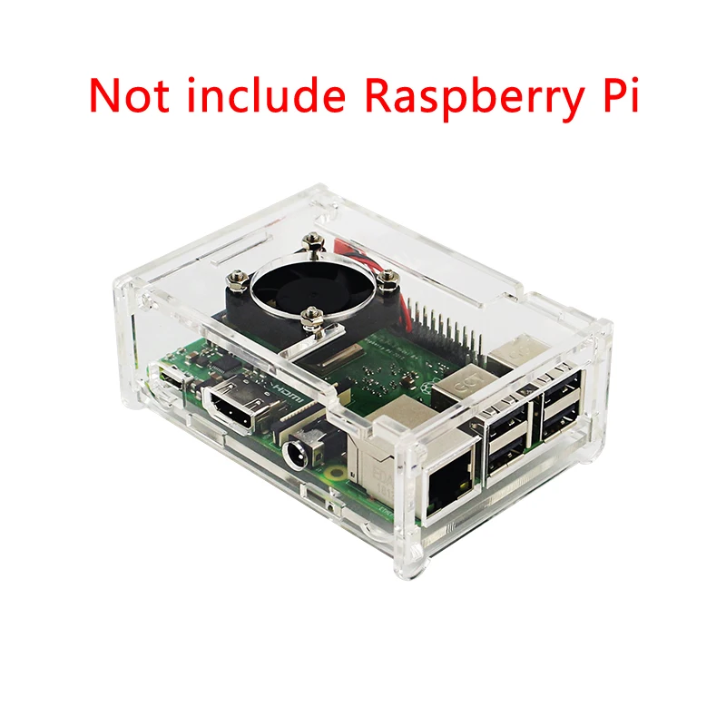 Raspberry Pi 3 акриловый корпус Прозрачная Коробка оболочка+ вентилятор процессора+ 3 шт. алюминиевый радиатор для Raspberry Pi 3 Model B Plus