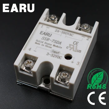 

DC 3-32V Input AC 24-480V Output SSR 75A Solid State Relay SSR-75DA SSR-75 DA for PID Temperature Controller Voltage Transformer