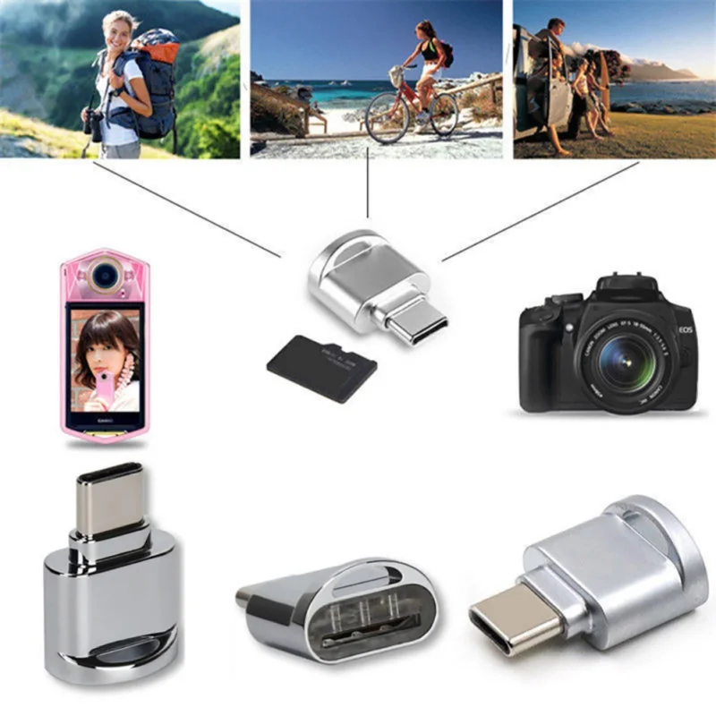 Алюминий USB 3,1 тип-c Micro SD TF памяти считыватель карт OTG адаптер для samsung Xiaomi HuaWei Macbook с висячей пряжкой