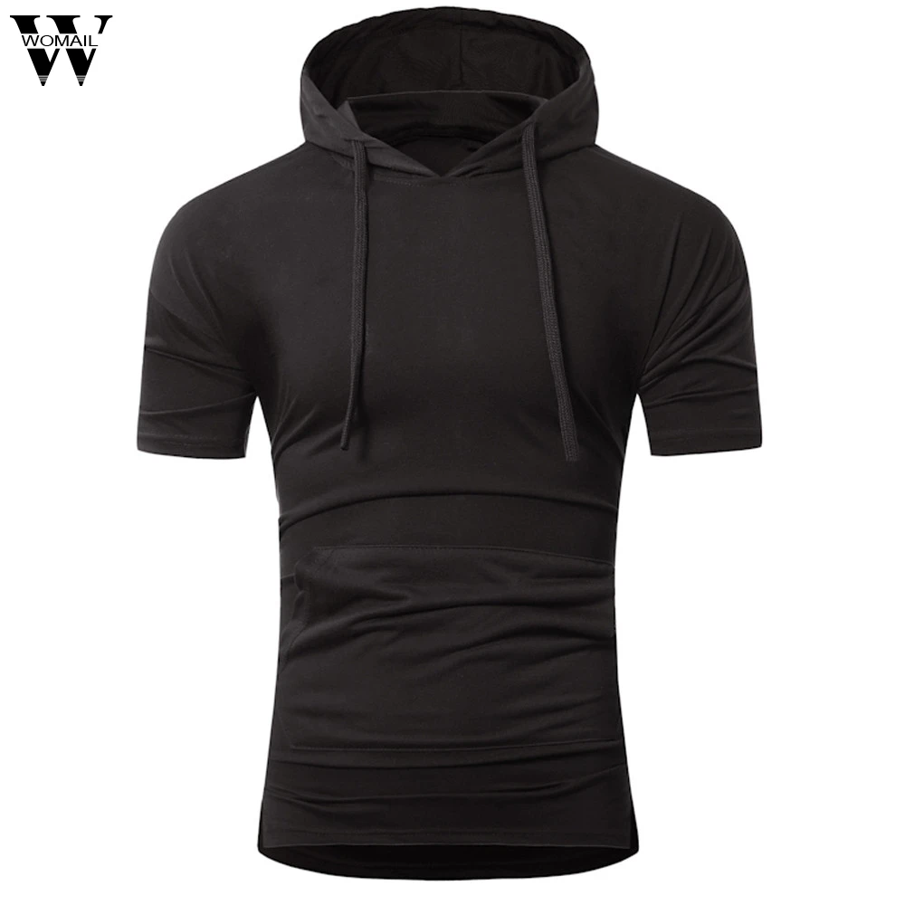 

Womail T-shirt Men NEW Summer fashion Cotton Hooded Pullover Men's Short-sleeved T-shirt Gift Daliy tshirt men Casual 2019 M29