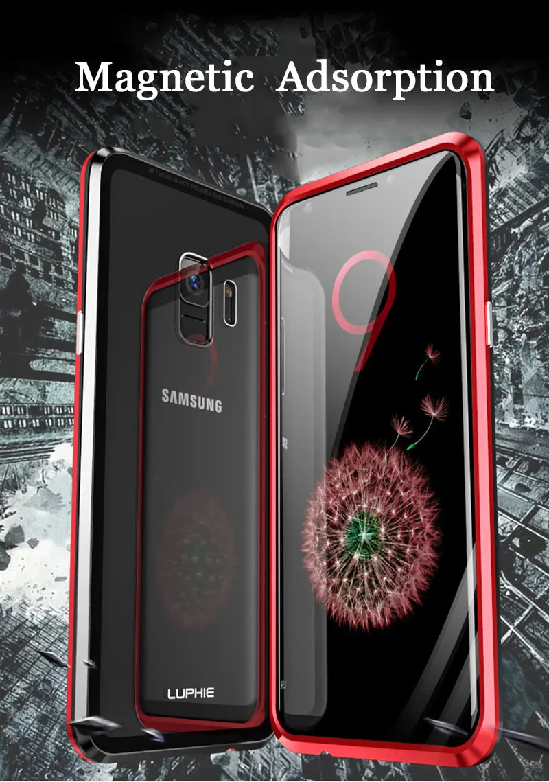 360 магнитный двойной чехол из закаленного стекла для samsung Galaxy S10 S9 Plus s10plus S8 Магнитный флип-чехол для samsung Note 10 Pro 9