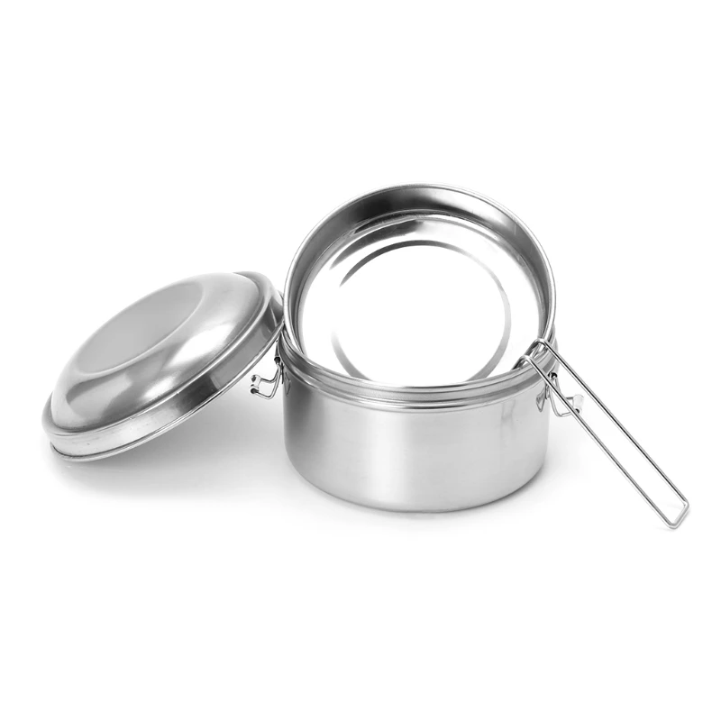 Высокое качество нержавеющая сталь чаша Ланч-бокс Bento контейнер для еды для пикника 2 яруса круглой формы