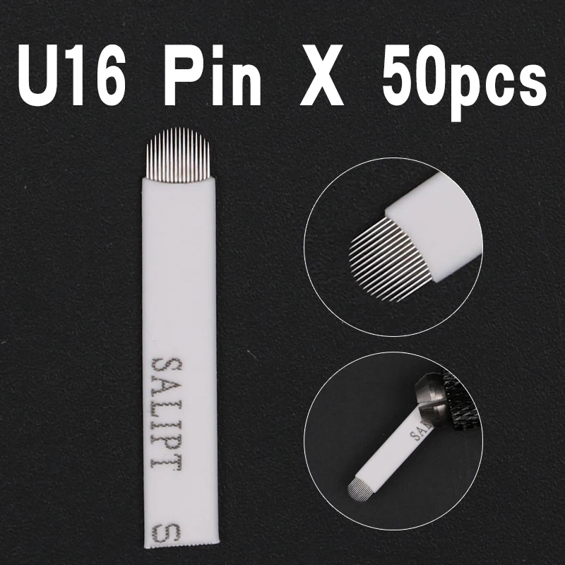 50 шт 16 Pin U Microblading иглы штифтов татуировки изогнутые для мерманентного макияжа