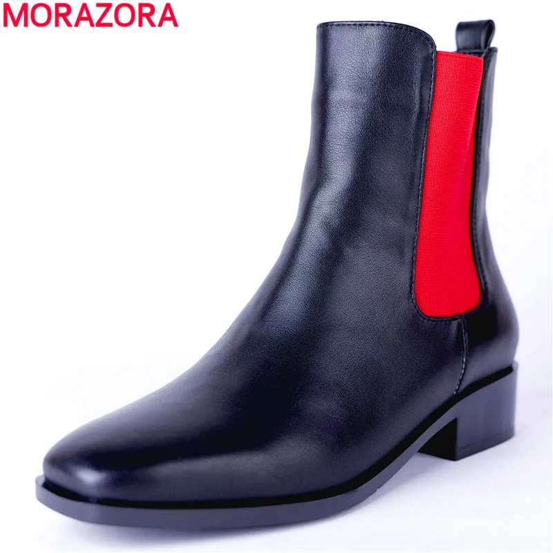 Top Femmes Dames Punk Noir Orteil Cheville Bottes Morazora Automne Mode Red Martin En Hiver Chaussures Véritable Carré black Cuir Qualité Pour 2018 doQBWErxeC